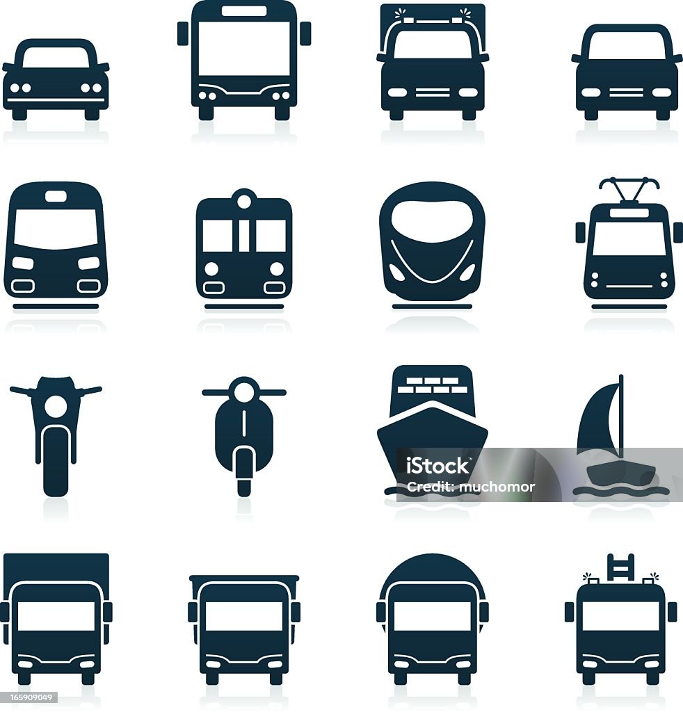 Transporte iconos/serie black - arte vectorial de 4x4 libre de derechos