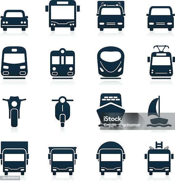 Transporte Icons Black Series - Arte vetorial de stock e mais imagens de Ambulância - Ambulância, Autocarro, Barco à Vela