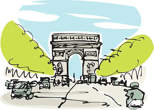 Vector illustration of Avenue des Champs-Élysées
