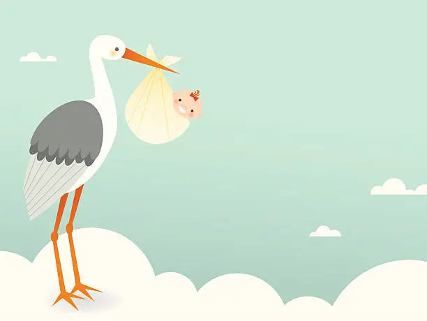 Vector illustration of Stork's Bundle of Joy