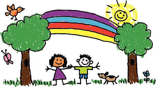 Vector illustration of Kid Art Rainbow