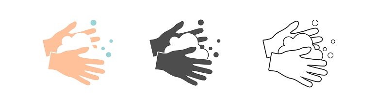 Hygienic set. wash hands icon. Vector.