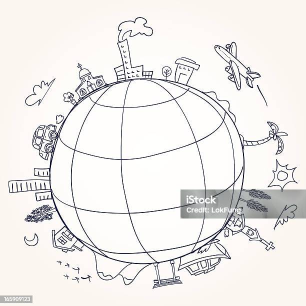 Travel Around The World Illustration Stock Illustration - Download Image Now - Globe - Navigational Equipment, Doodle, World Map