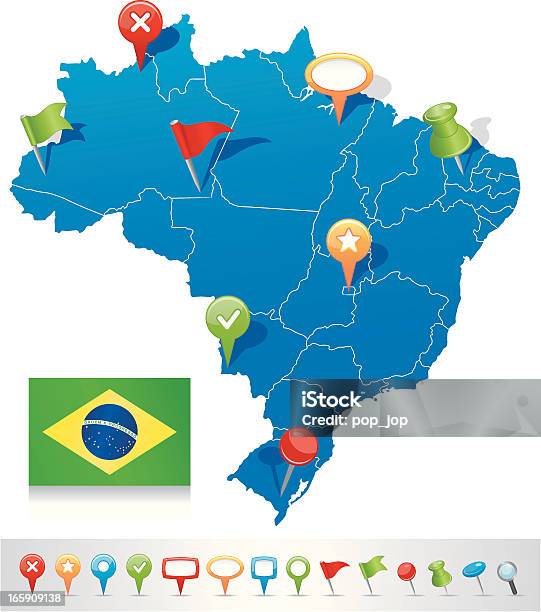 Ilustración de Mapa De Brasil Con Iconos De Navegación y más Vectores Libres de Derechos de Mapa - Mapa, Brasil, Estado Río Grande del Sur