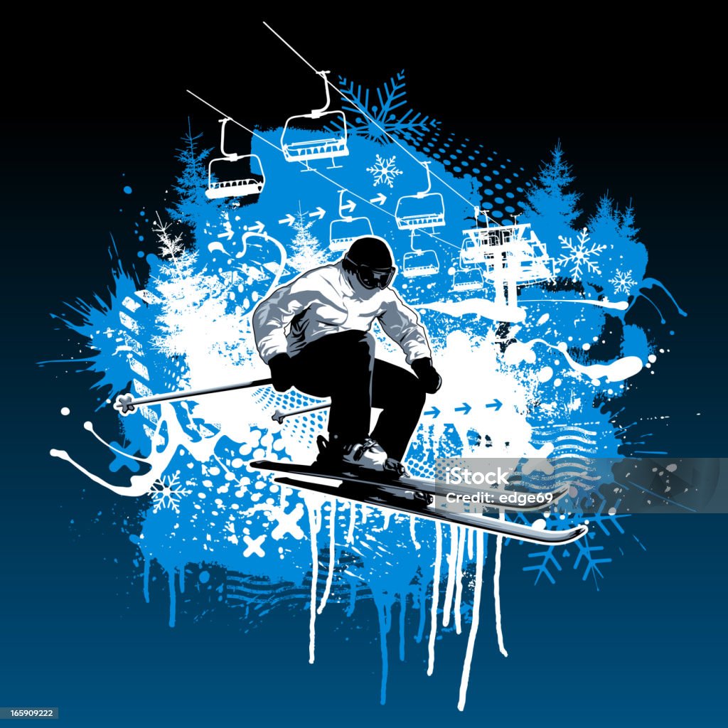 Extremskifahren Grunge-Design - Lizenzfrei Skifahren Vektorgrafik