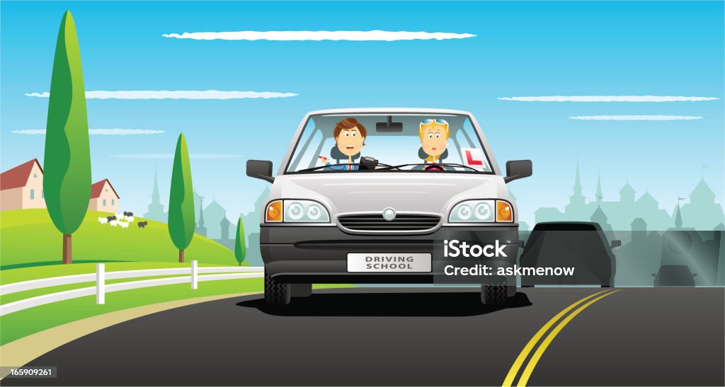 Young driver Young driver. Car stock vector