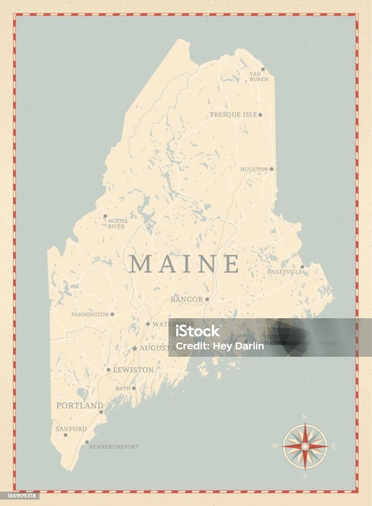 In stile Vintage Maine mappa - arte vettoriale royalty-free di Maine