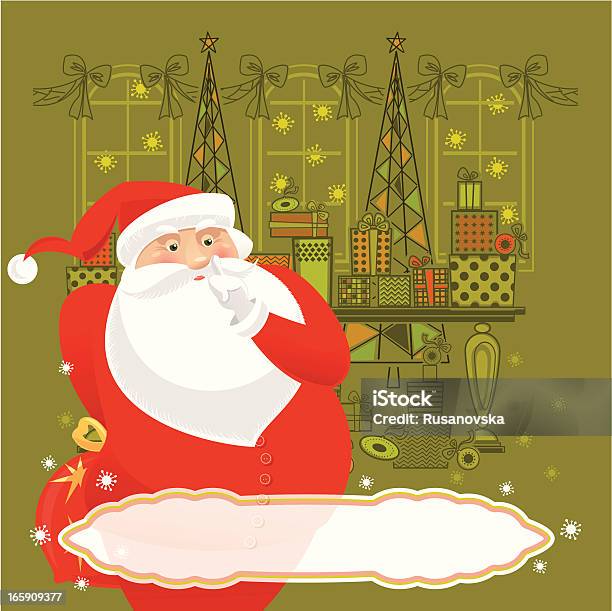 Ilustración de Secret Santa y más Vectores Libres de Derechos de Papá Noel - Papá Noel, Taller de trabajo, Adorno de navidad