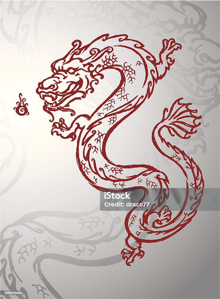 Chinese Dragon Year of the dragon in red sketch style outline. Properly grouped with high resolution jpg. More Christmas Series Lightbox Chinese Dragon stock vector