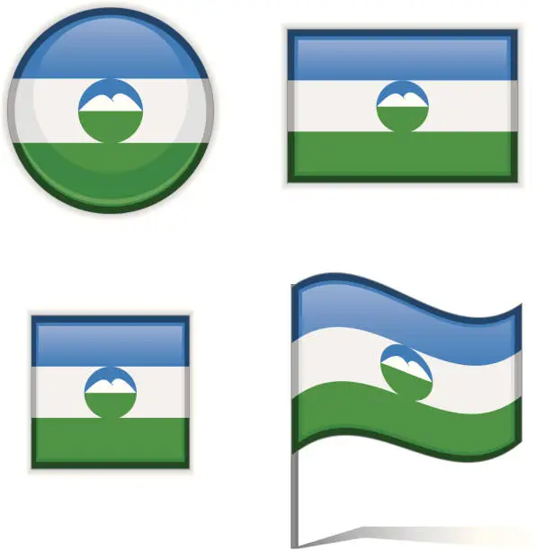 Vector illustration of Kabardino-Balkaria flags