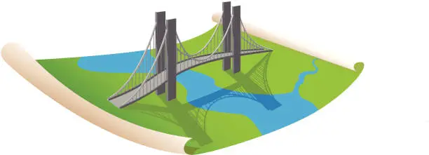 Vector illustration of Planing a bridge