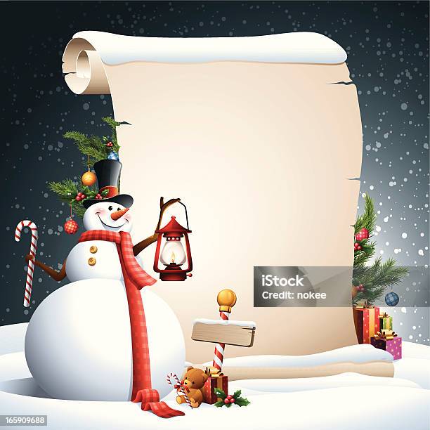 Snowman Christmas Scroll Stock Illustration - Download Image Now - Snowman, Christmas, Candy