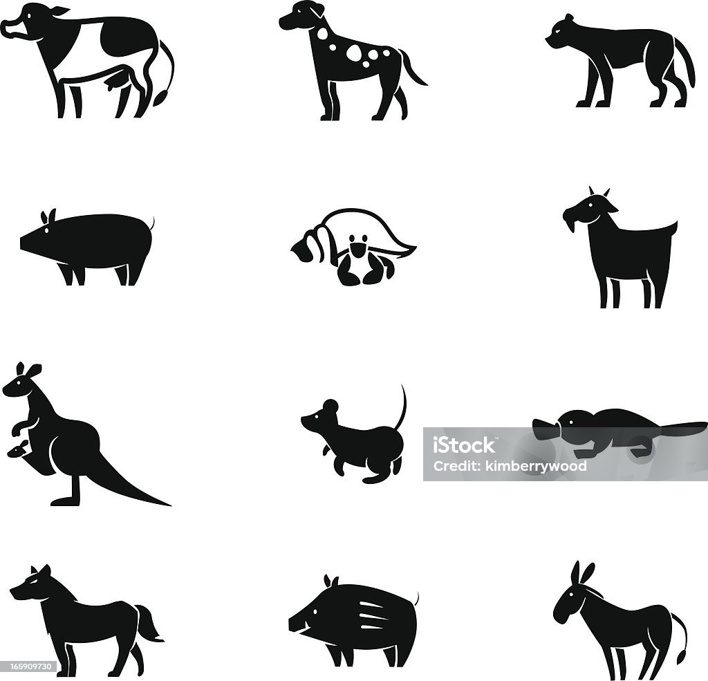 Conjunto de iconos de animales - arte vectorial de Jabalí - Cerdo Salvaje libre de derechos