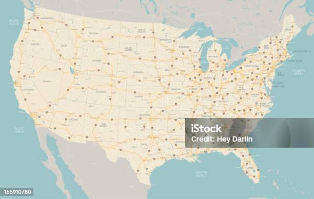 United States Highway Map向量圖形及更多地圖圖片 - 地圖, 美國, 高速公路