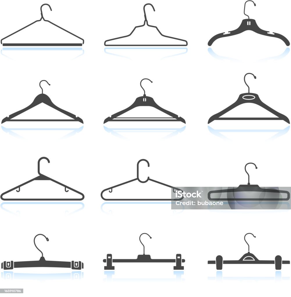 Clothes Hangers Black White Royalty Free Vector Icon Set Stock Illustration  - Download Image Now - iStock