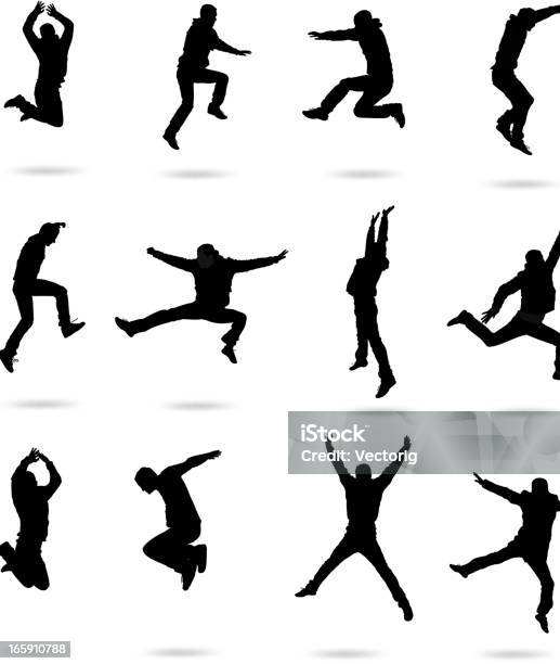 Jumping People Stock Illustration - Download Image Now - Jumping, In Silhouette, People