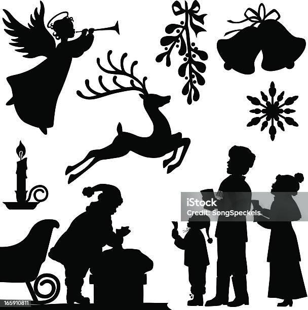 Christmas Silhouettes Stock Illustration - Download Image Now - In Silhouette, Christmas, Santa Claus