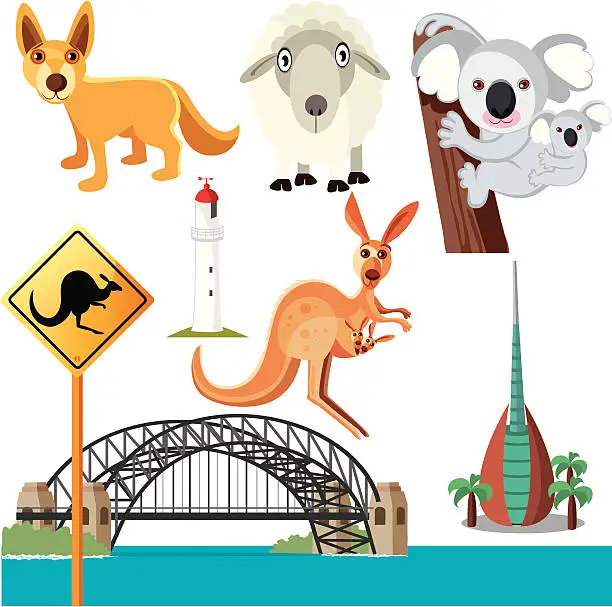 Vector illustration of Australian symbols
