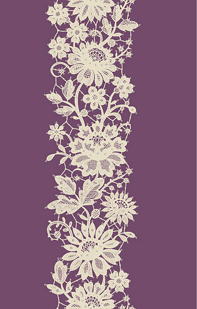 illustrazioni stock, clip art, cartoni animati e icone di tendenza di pizzo verticale seamless pattern. - wedding rose lace backgrounds