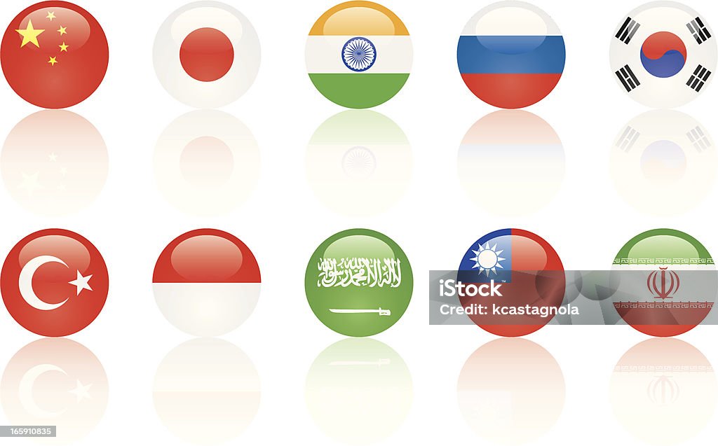 Bandera asiática pelotas de vidrio - arte vectorial de Irán libre de derechos