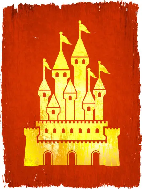 Vector illustration of Medieval Castle on royalty free vector Background
