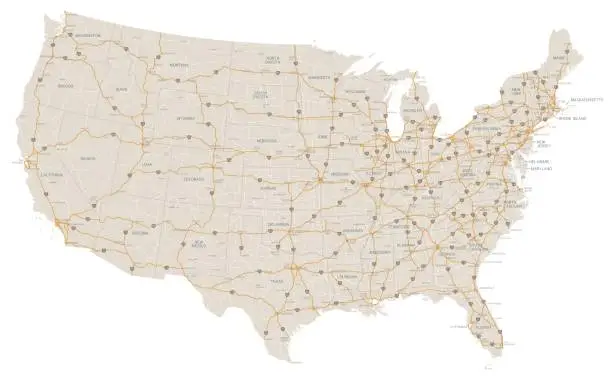 Vector illustration of United State Highway Map (US Only)