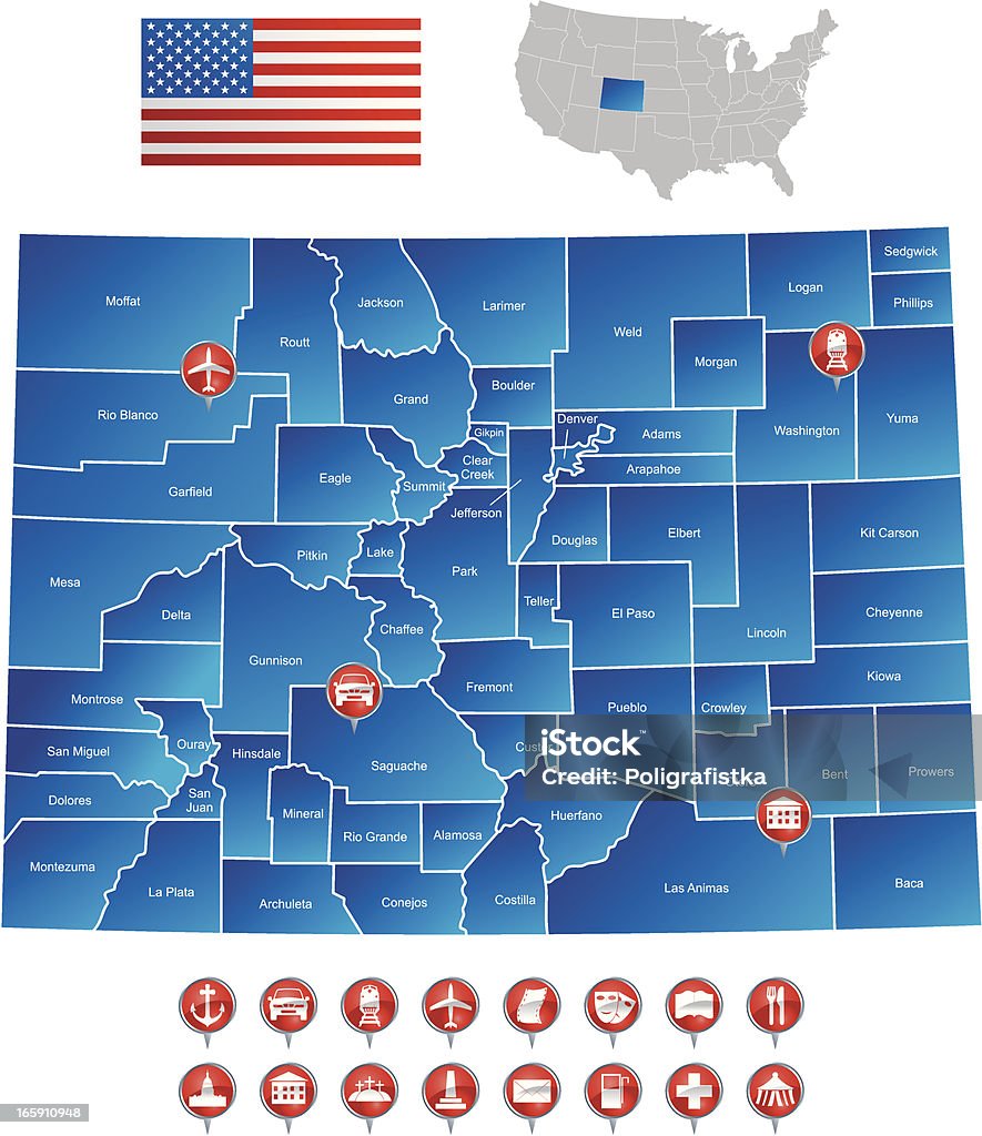 Mapa of Kolorado - Grafika wektorowa royalty-free (Mapa)