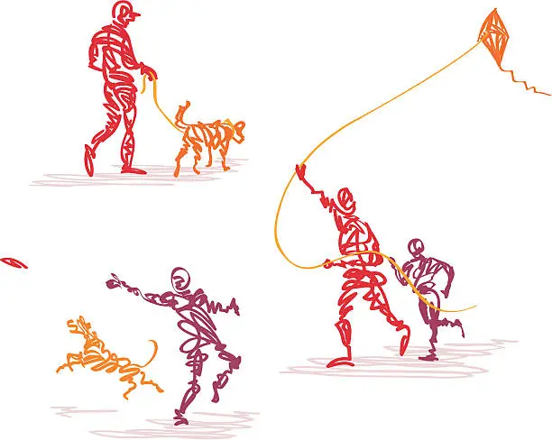 Vector illustration of Scribbled Leisure Activities