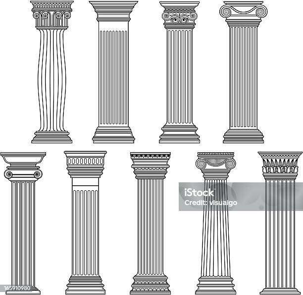 Ilustración de Pilares y más Vectores Libres de Derechos de Columna arquitectónica - Columna arquitectónica, Romano, Arquitectura