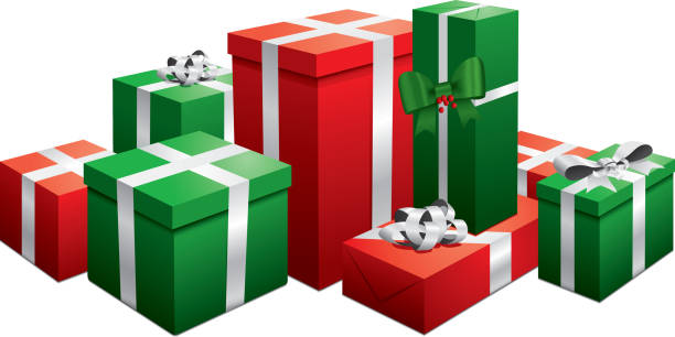 ilustraciones, imágenes clip art, dibujos animados e iconos de stock de regalos de navidad - green box