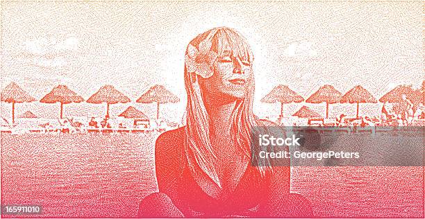 Sonnenbaden Frau Stock Vektor Art und mehr Bilder von Glücklichsein - Glücklichsein, Cancun, Lächeln
