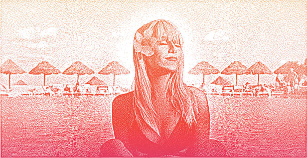 ilustrações de stock, clip art, desenhos animados e ícones de apanhar sol mulher - infinity pool getting away from it all relaxation happiness