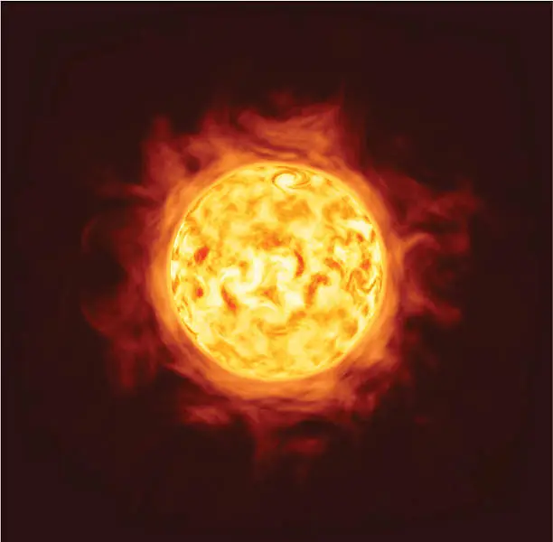 Vector illustration of Sun and solar flares