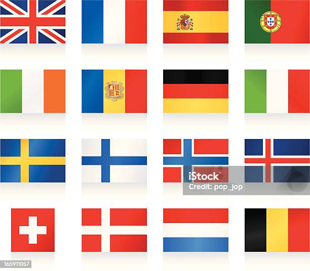 Флаги Коллекция 1западной И Nothern Европе — стоковая векторная графика и другие изображения на тему Испанский флаг - Испанский флаг, Ирландский флаг, Великобритания