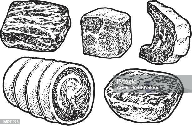 Rostbefkawałki Mięsa - Stockowe grafiki wektorowe i więcej obrazów Czarno biały - Czarno biały, Dzieło artystyczne, Grafika wektorowa