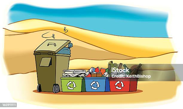 Itens Reciclado E Lixo No Deserto - Arte vetorial de stock e mais imagens de Areia - Areia, Banda desenhada - Produto Artístico, Conceito