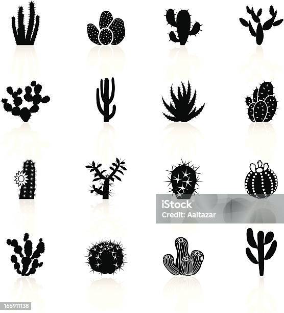 Black Symbols Cactuses Cacti Stock Illustration - Download Image Now - Cactus, Succulent Plant, Vector