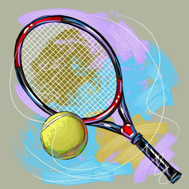 Vector illustration of Tennis Racket and Ball