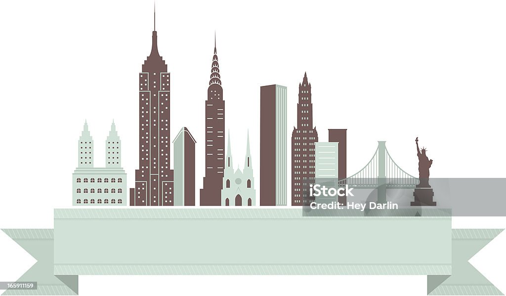 Нью-Йорк город горизонт баннер - Векторная графика Эмпайр Стейт Билдинг роялти-фри