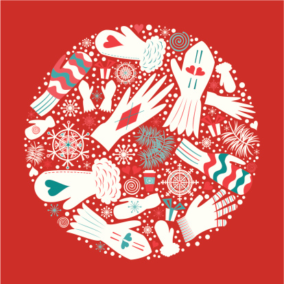 Christmas Mittens and Gloves. Christmas time. Design elements. Vector.