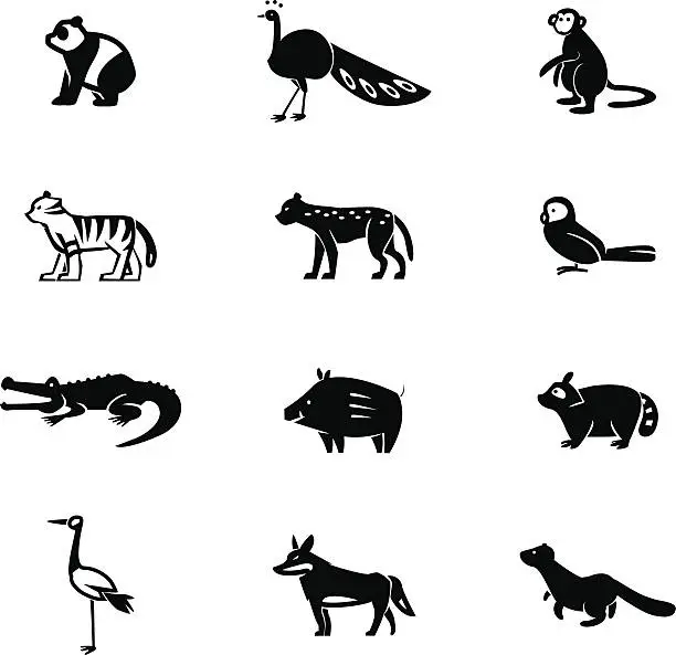 Vector illustration of Wildlife of China Icon set