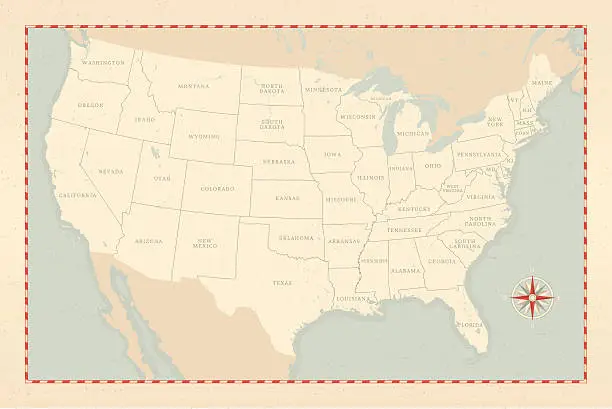 Vector illustration of Vintage-Style U.S. Map