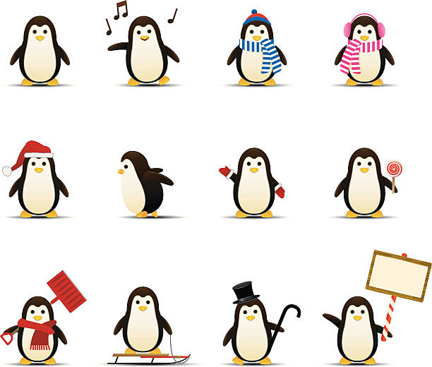 ilustraciones, imágenes clip art, dibujos animados e iconos de stock de pingüino de iconos - pingüino