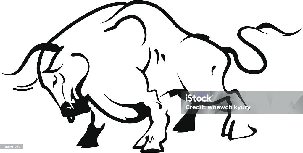 Bull contorno - arte vettoriale royalty-free di Disegnare