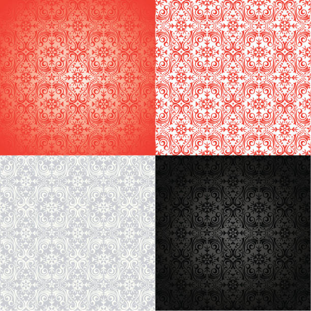 Christmas Lace Seamless Patterns Christmas wallpaper pattern. black lace stock illustrations