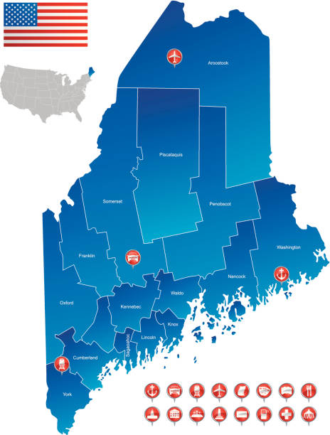 Map Of Maine Stock Illustration Download Image Now Airport Map Of Maine 
