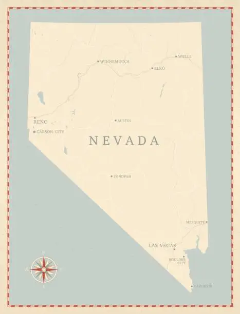 Vector illustration of Vintage-Style Nevada Map