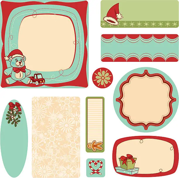 Vector illustration of Retro Christmas gift labels