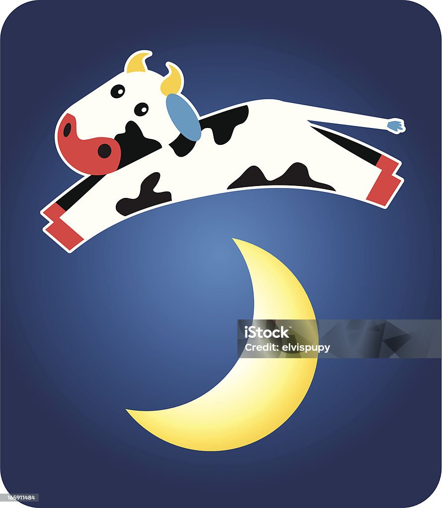 Vache-dessus de la Lune - clipart vectoriel de Bovin domestique libre de droits