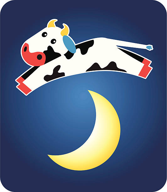 Vache-dessus de la Lune - Illustration vectorielle